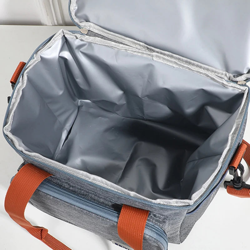 Bolsa de almuerzo de doble capa, de gran capacidad, con aislamiento térmico, a prueba de fugas, para hombres y mujeres