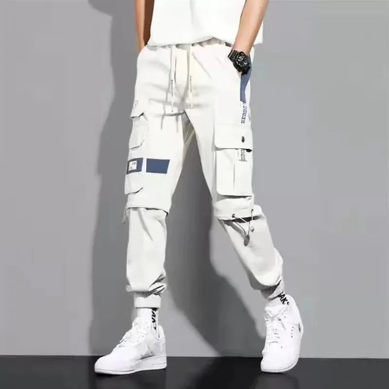 Pantalones holgados, versátiles, de color liso y talla grande para hombre