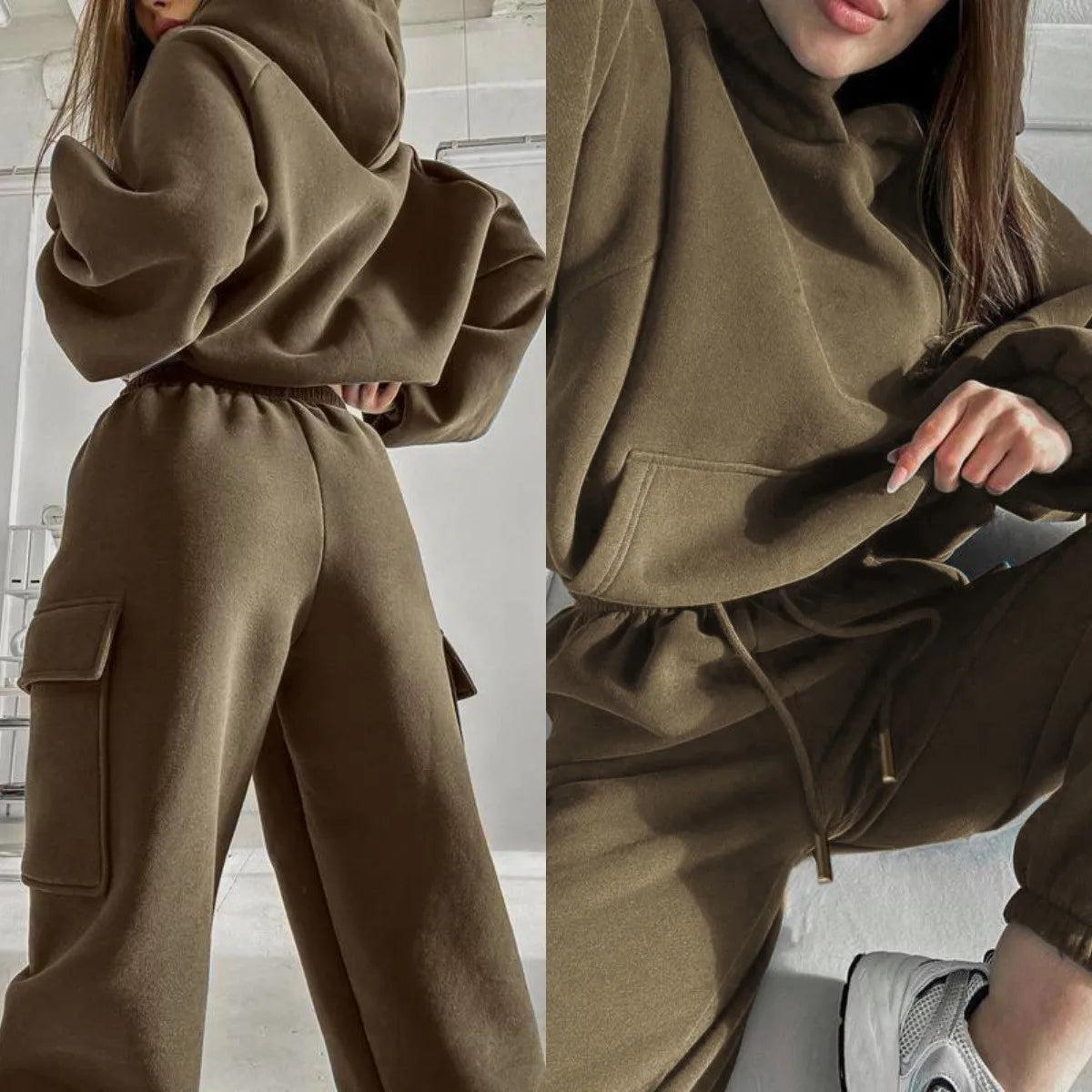 Ensemble sweat à capuche et pantalon pour femme, ensemble 2 pièces, vêtements pour femmes