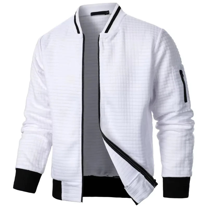 Nueva chaqueta de manga larga con cremallera para hombre, abrigos, sudaderas de pie, ropa de calle para exteriores, chaqueta de Color sólido para otoño para hombre