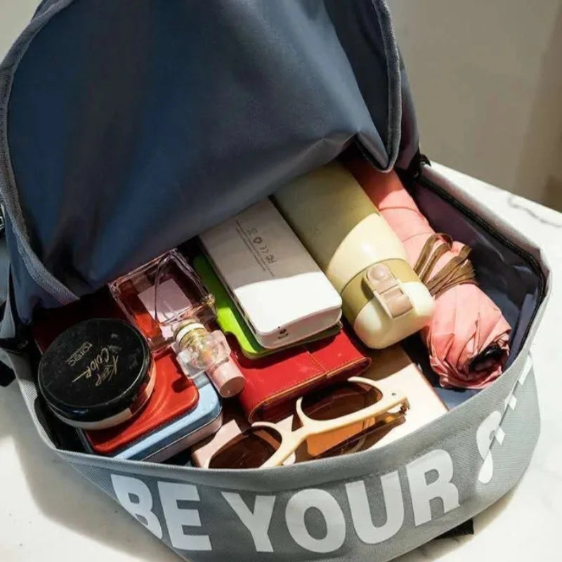Mochila de tendencia de moda para hombres y mujeres, mochila para estudiantes de secundaria, mochila de gran capacidad