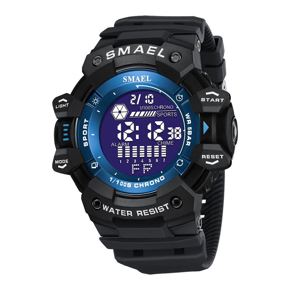 Reloj deportivo digital de lujo para hombre, estilo militar, resistente al agua, con esfera grande y retroiluminación LED