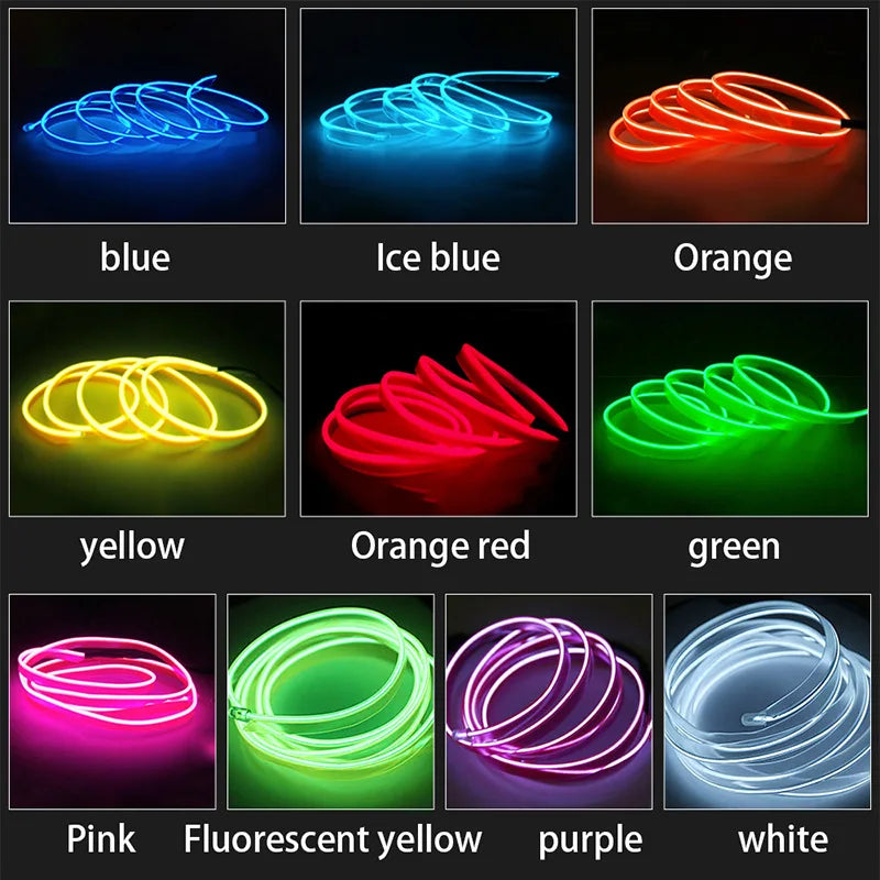 Tiras de luces decorativas para interior de coche, lámpara de ambiente, luz fría, consola de salpicadero decorativa, luces LED ambientales para coche, 1/2/3/4/5 m
