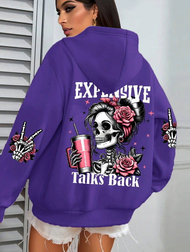 Sudadera con capucha con estampado divertido para mujer, jerséis ropa deportiva de lana para otoño, Sudadera con capucha informal con bolsillo