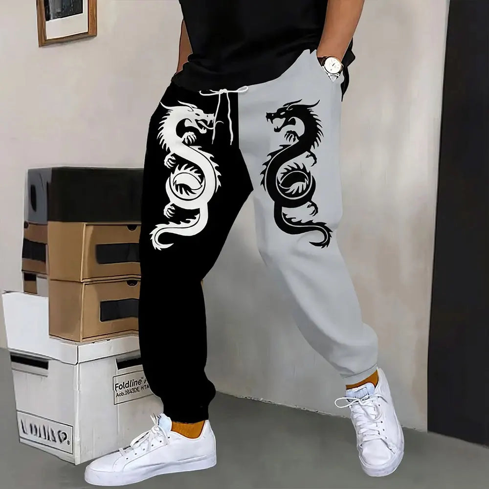 Pantalones deportivos al aire libre para hombre, pantalones de chándal con estampado de grafiti a la moda