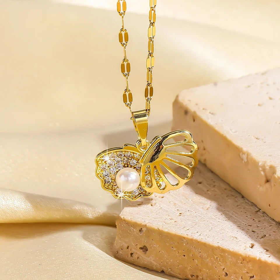Collar para mujer, acero inoxidable, circonita, corazón, cadena de clavícula, gargantilla, joyería de boda