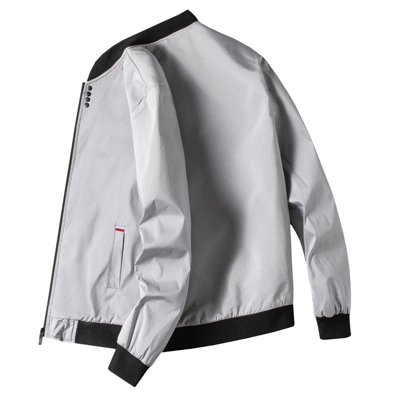Chaqueta para hombre de manga larga, chaqueta de ciclismo a prueba de viento, chaqueta informal con cremallera sólida, otoño