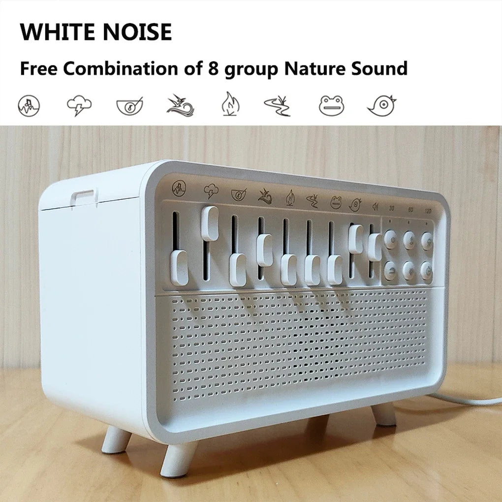 Altavoz 3 en 1 compatible con Bluetooth, ruido blanco, ayuda para dormir, humidificador de luz nocturna, máquina todo en uno, sonido natural gratuito de 8 Goup