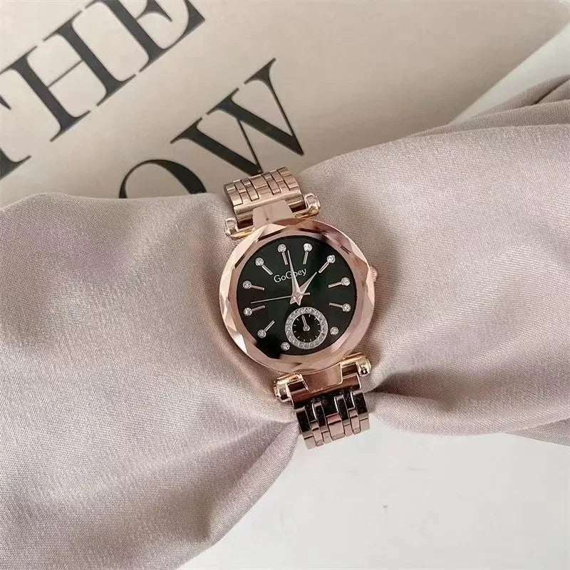 Relojes de marca nueva para mujer, reloj de cuarzo de acero a la moda para mujer, reloj de pulsera de regalo de marcas famosas de lujo
