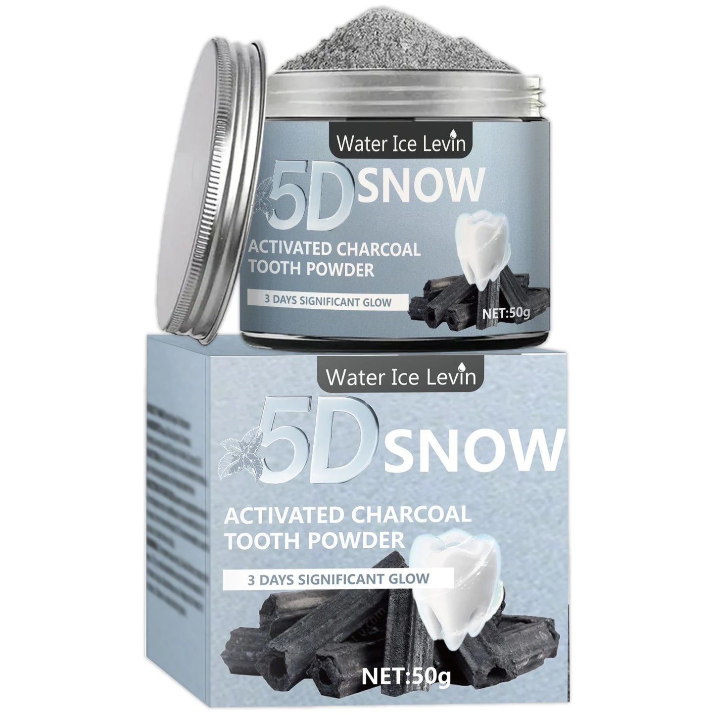 Polvo blanqueador de dientes de carbón, natural y limpieza profunda para hombres y mujeres, pasta dental diaria para aliento fresco