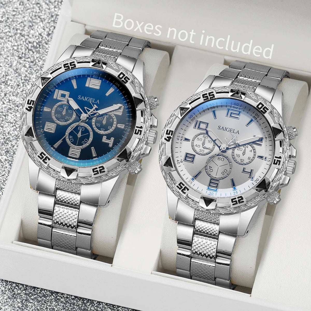 Juego de 2 relojes de negocios para hombre, con esfera árabe, correa de acero y cuarzo (sin caja)