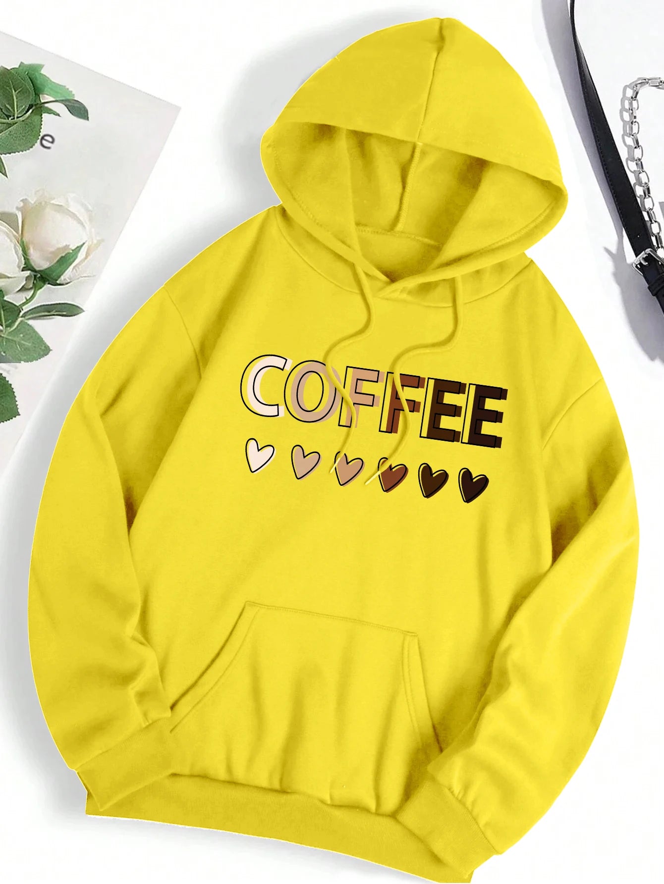 Sudadera con capucha con estampado gráfico de letras divertidas para mujer, sudadera de lana a la moda, informal,con capucha, ropa de gran tamaño para otoño
