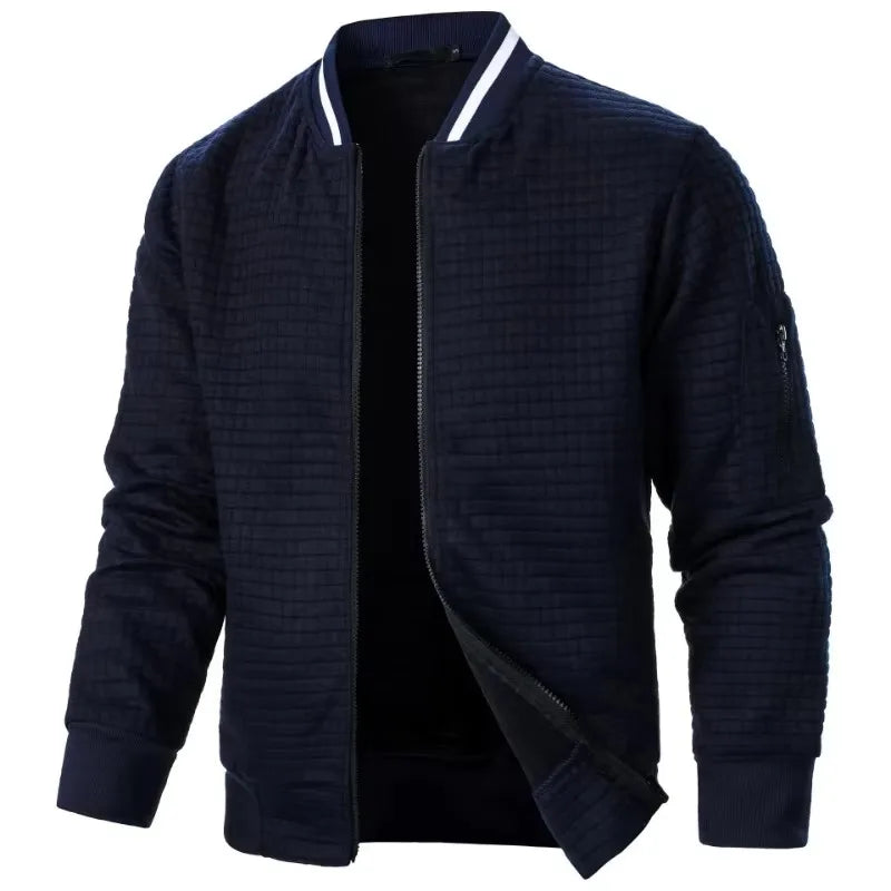 Nueva chaqueta de manga larga con cremallera para hombre, abrigos, sudaderas de pie, ropa de calle para exteriores, chaqueta de Color sólido para otoño para hombre
