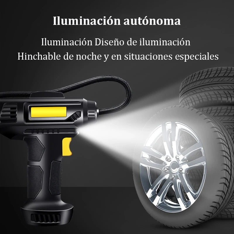 Bomba de inflado de coche inalámbrica de 120 W con pantalla digital inteligente, portátil, con cable, compresor de aire para neumáticos.
