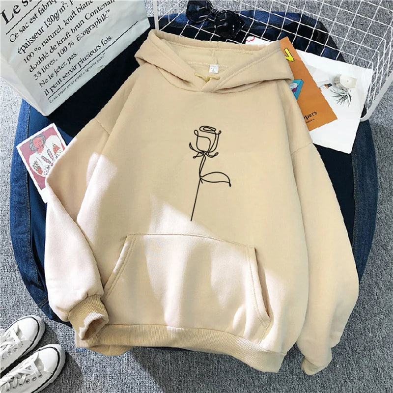 Sudaderas con capucha ropa deportiva mujer Sudadera con capucha pulóver sudadera elegante estampado de flores con mangas largas gruesas Tops sueltos