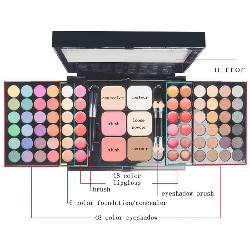 Palette de fards à paupières pailletés 40/74/78 couleurs, kit de cosmétiques en poudre pressée, mat, imperméable et longue durée, outils de maquillage pour femmes