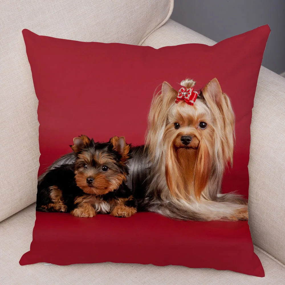 Funda de cojín decorativa con estampado de perro para sofá, hogar, mascota, adorable
