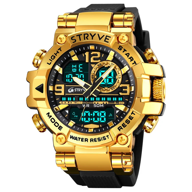 Relojes, reloj de moda para hombre, reloj resistente al agua hasta 5atm para hombre, correa de silicona con movimiento Digital-analógico de alta calidad