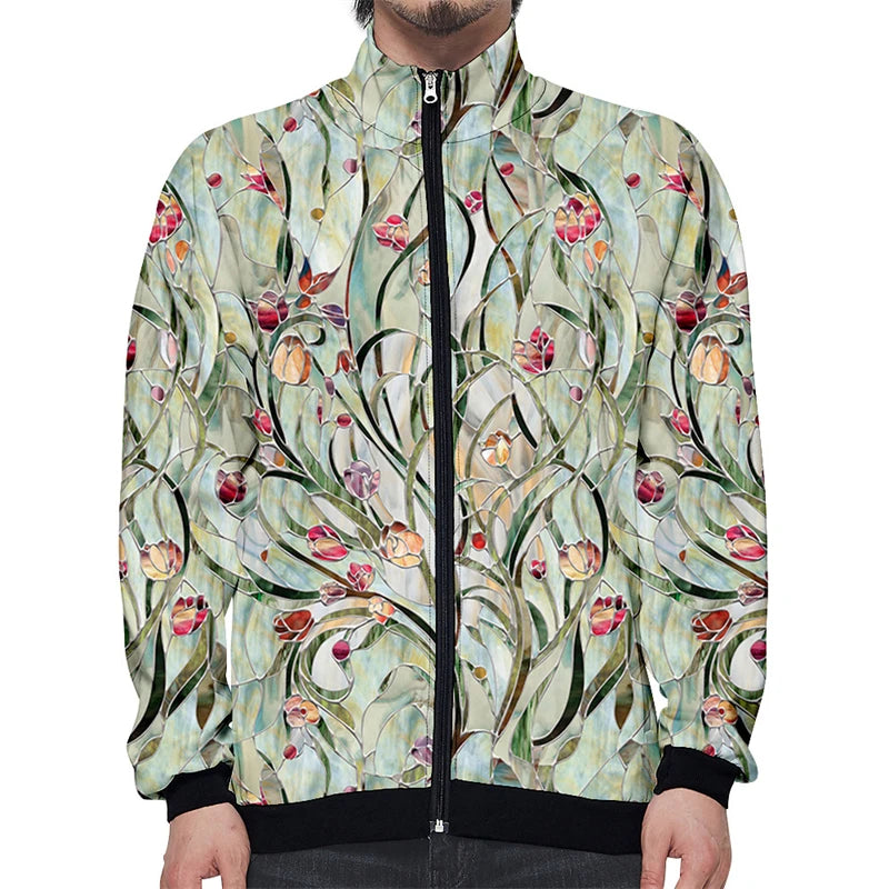 Nueva chaqueta con cremallera y estampado de alta calidad para hombre, informal, de manga larga, holgada, lavada, con gráficos