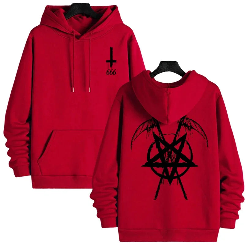 sudaderas con capucha de moda para hombre con estampado de pentagrama de Satán Otoño Invierno ropa deportiva Casual moda urbana sudaderas con capucha para hombre Top prendas de vestir