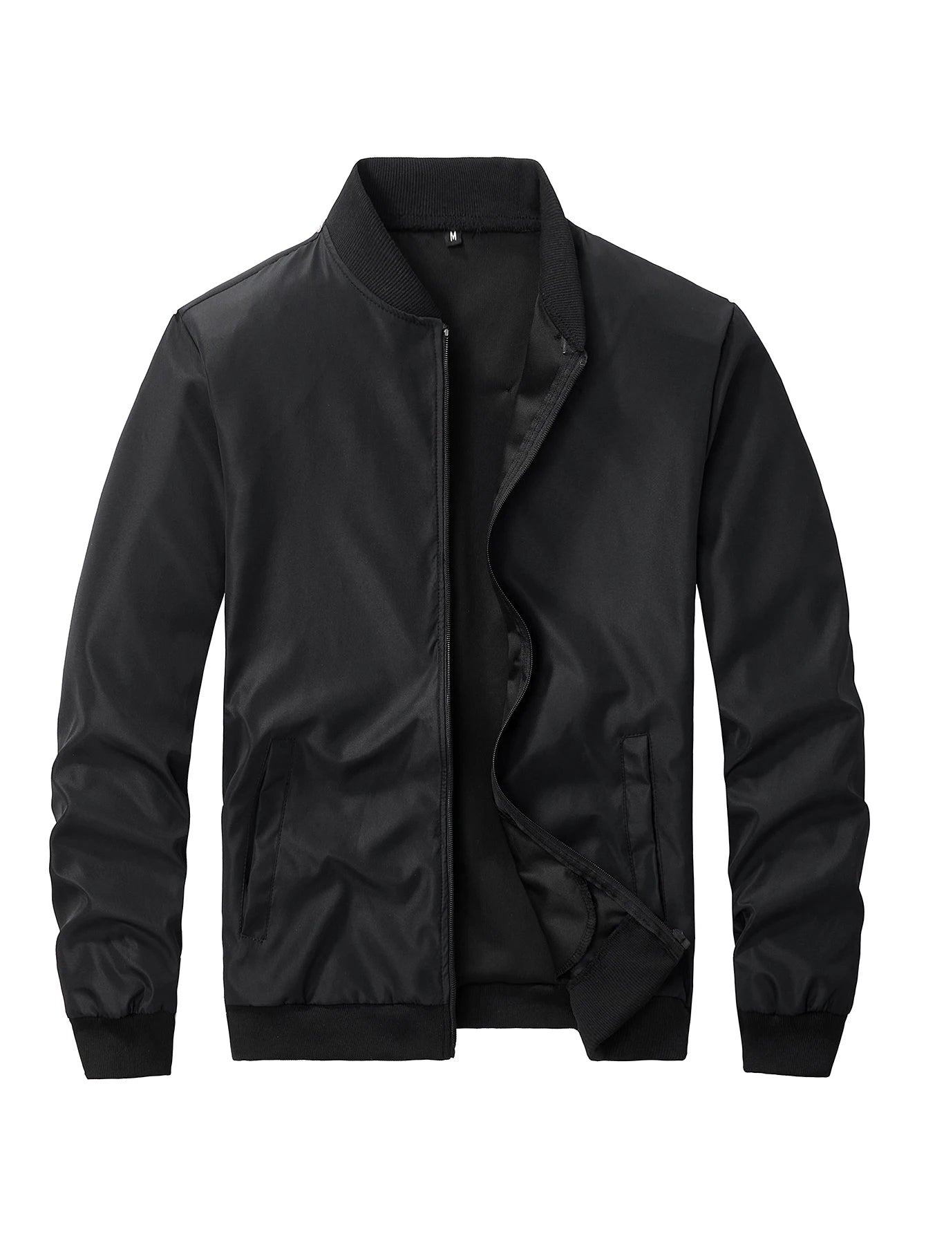 chaqueta corta holgada de Color sólido con cuello de béisbol para hombres de negocios Casual abrigo fino tendencia