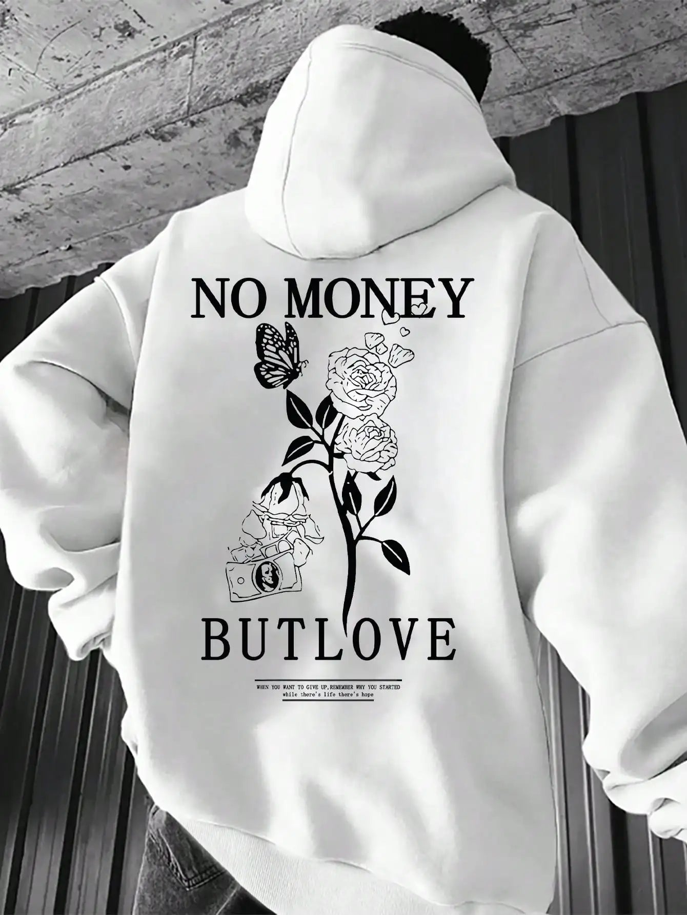 Chaqueta con capucha estilo pareja de primavera y otoño a la moda nueva sudadera holgada de lana con capucha con estampado de letras florales para hombre