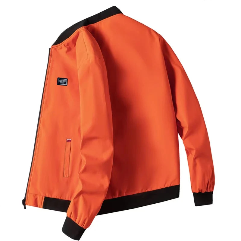 Chaqueta para hombre de manga larga, chaqueta de ciclismo a prueba de viento, chaqueta informal con cremallera sólida, otoño