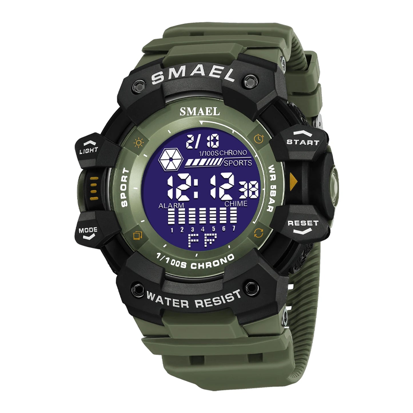 Reloj deportivo digital de lujo para hombre, estilo militar, resistente al agua, con esfera grande y retroiluminación LED