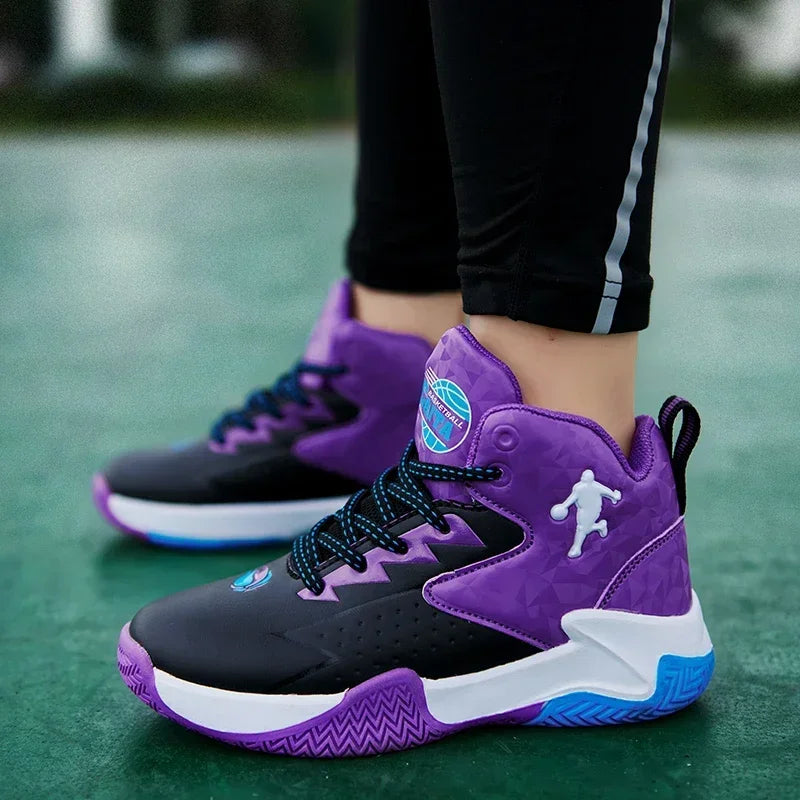 Zapatillas de baloncesto para niños, niñas y adolescentes transpirables, antideslizantes, con cordones, para entrenamiento en interiores y exteriores, zapatillas de tenis