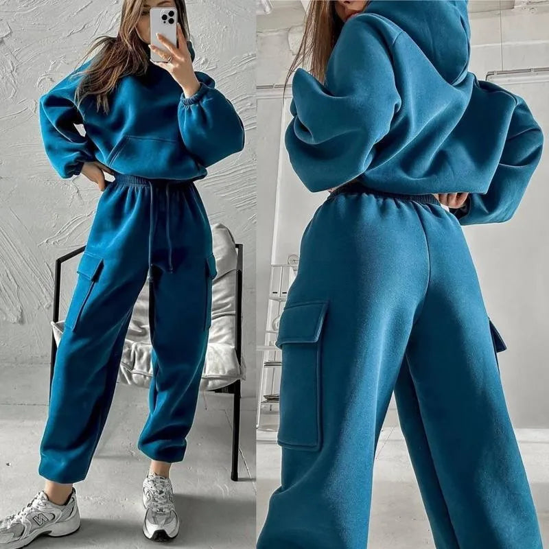 Ensemble sweat à capuche et pantalon pour femme, ensemble 2 pièces, vêtements pour femmes