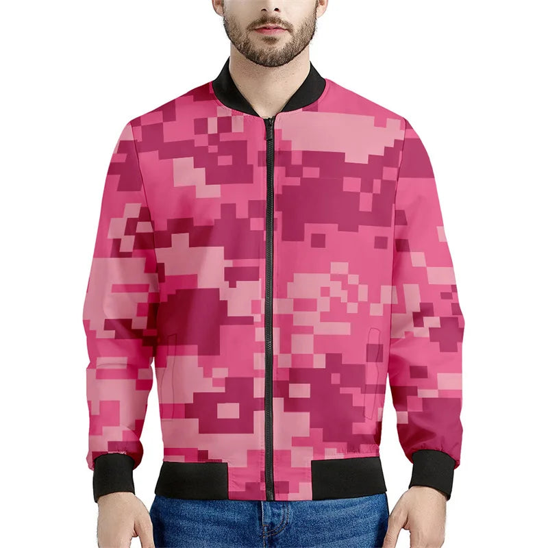 Chaqueta con patrón de camuflaje de mosaico para hombre, sudaderas casuales de manga larga con estampado , Chaquetas deportivas con cremallera, abrigo, Tops de calle