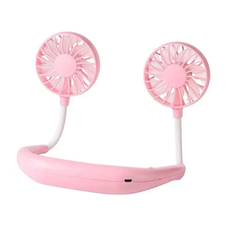 Ventilador portátil USB de mano para colgar en el cuello, recargable, miniventilador deportivo de 3 velocidades, ajustable, para el hogar, la oficina, viajes al aire libre.
