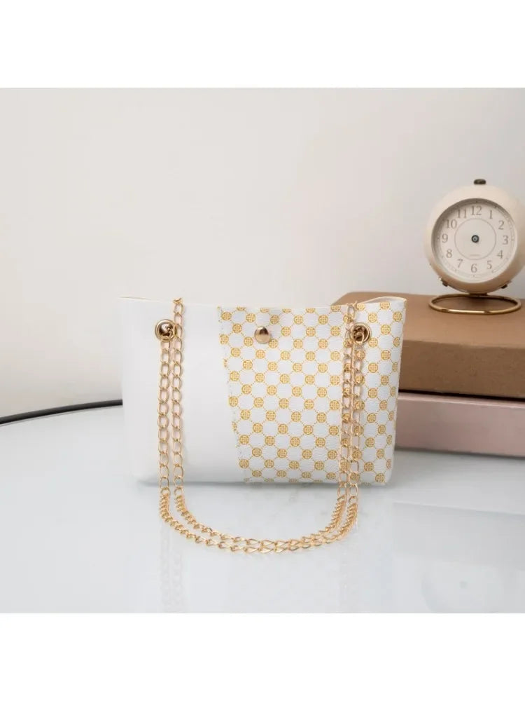 Nueva moda, bolso de cubo con cadena y estampado de lunares, bolso bandolera de un solo hombro