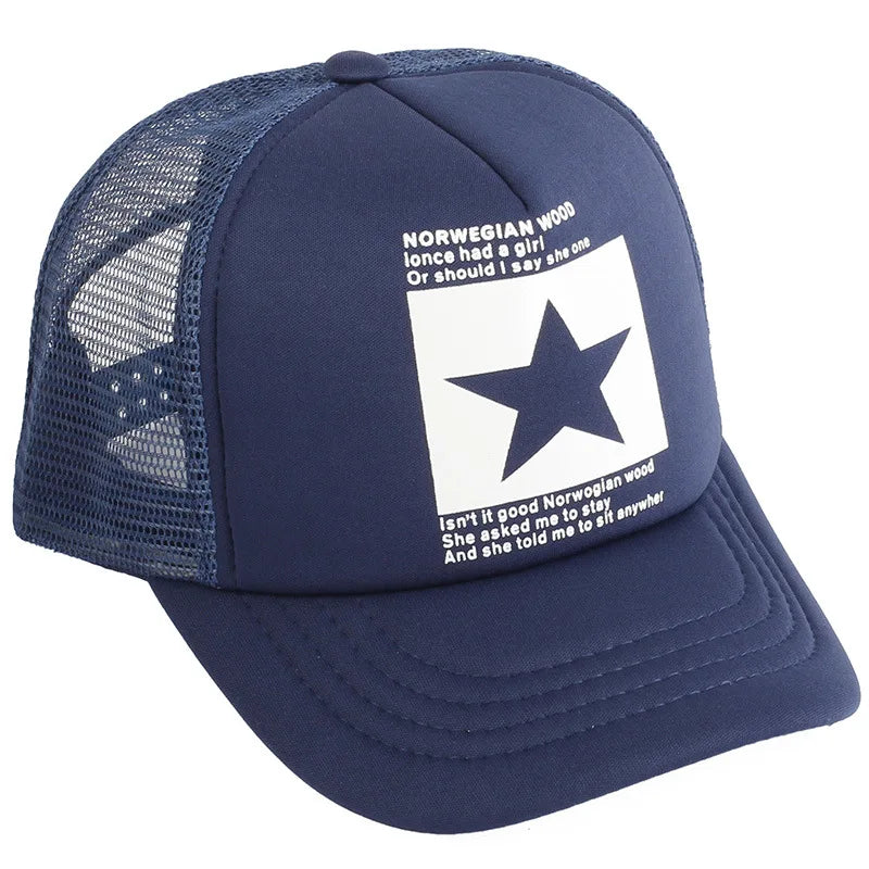 Gorras de moda para hombres y mujeres, gorras de verano transpirables con cierre trasero y estrellas