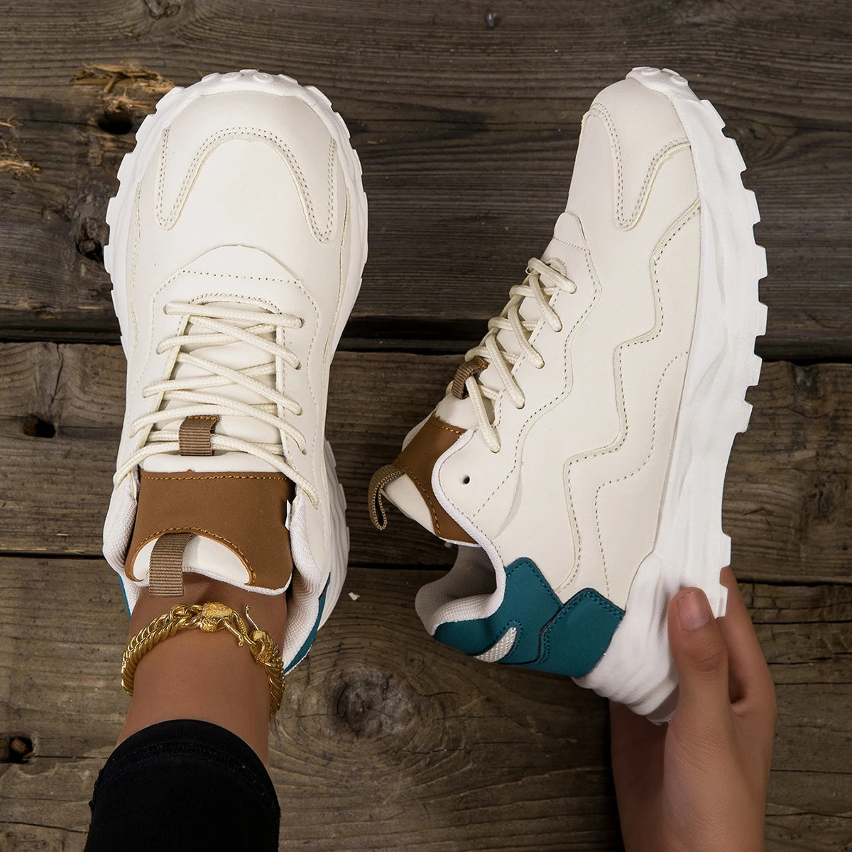 Zapatillas de deporte informales con plataforma vulcanizada para mujer, zapatos planos de malla transpirables para correr y caminar, calzado deportivo grueso