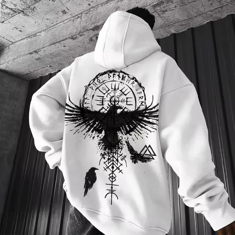 Sudadera con capucha con estampado para hombre, Sudadera con capucha , patrón de águila suelto, deporte fresco, funcional, a la moda