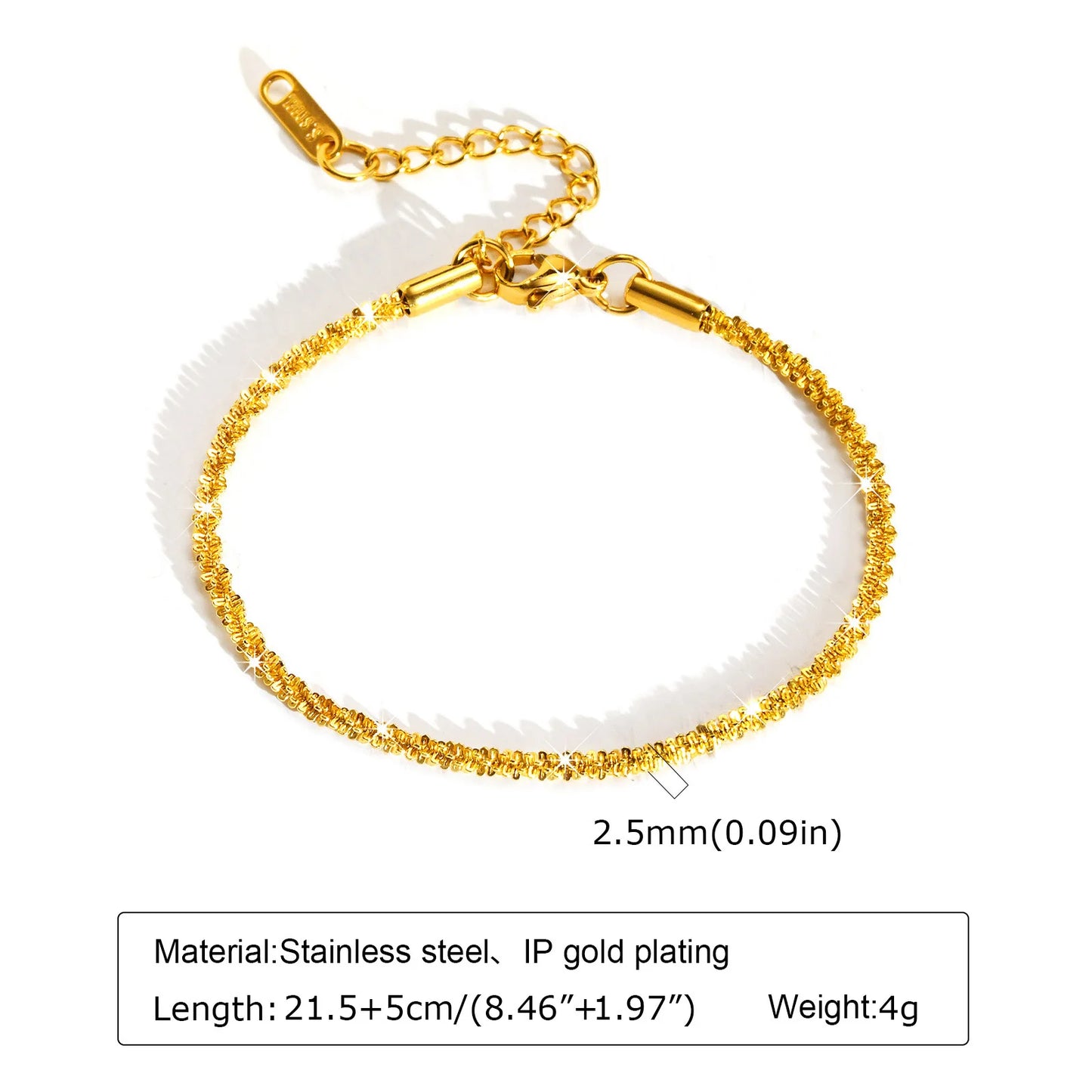 Pulsera de tobillo con perlas de acero inoxidable para mujer, cadena ajustable para el pie chapada en oro de 18 quilates, pulseras apilables para la pierna.