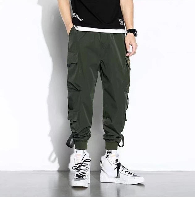 Pantalones holgados, versátiles, de color liso y talla grande para hombre