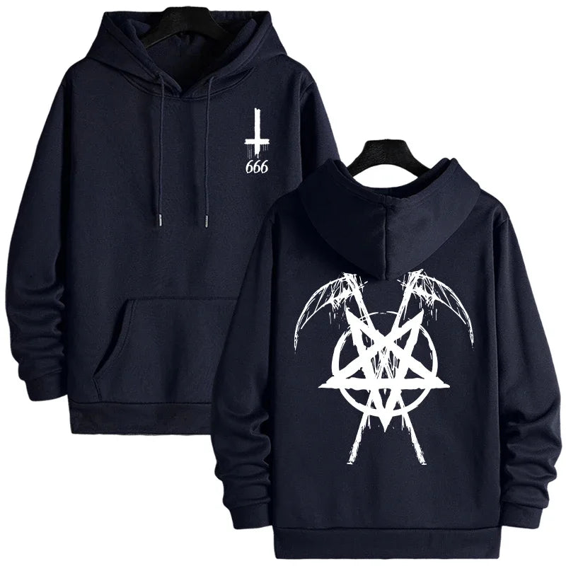 sudaderas con capucha de moda para hombre con estampado de pentagrama de Satán Otoño Invierno ropa deportiva Casual moda urbana sudaderas con capucha para hombre Top prendas de vestir