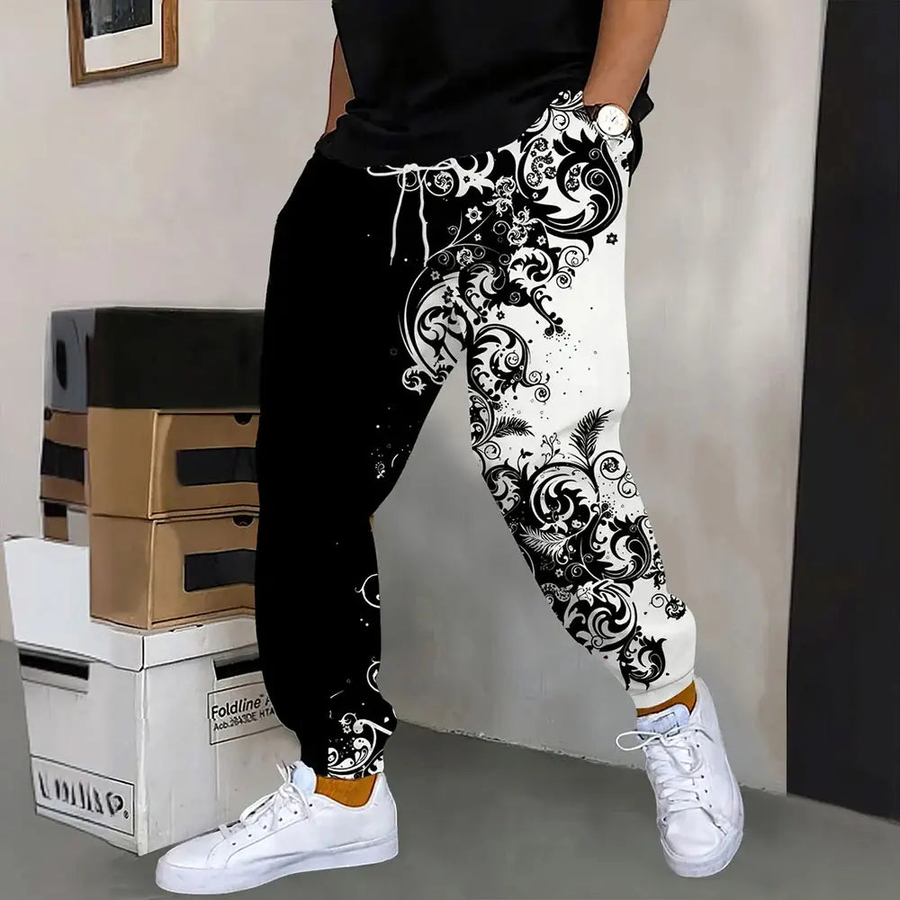 Pantalones deportivos al aire libre para hombre, pantalones de chándal con estampado de grafiti a la moda
