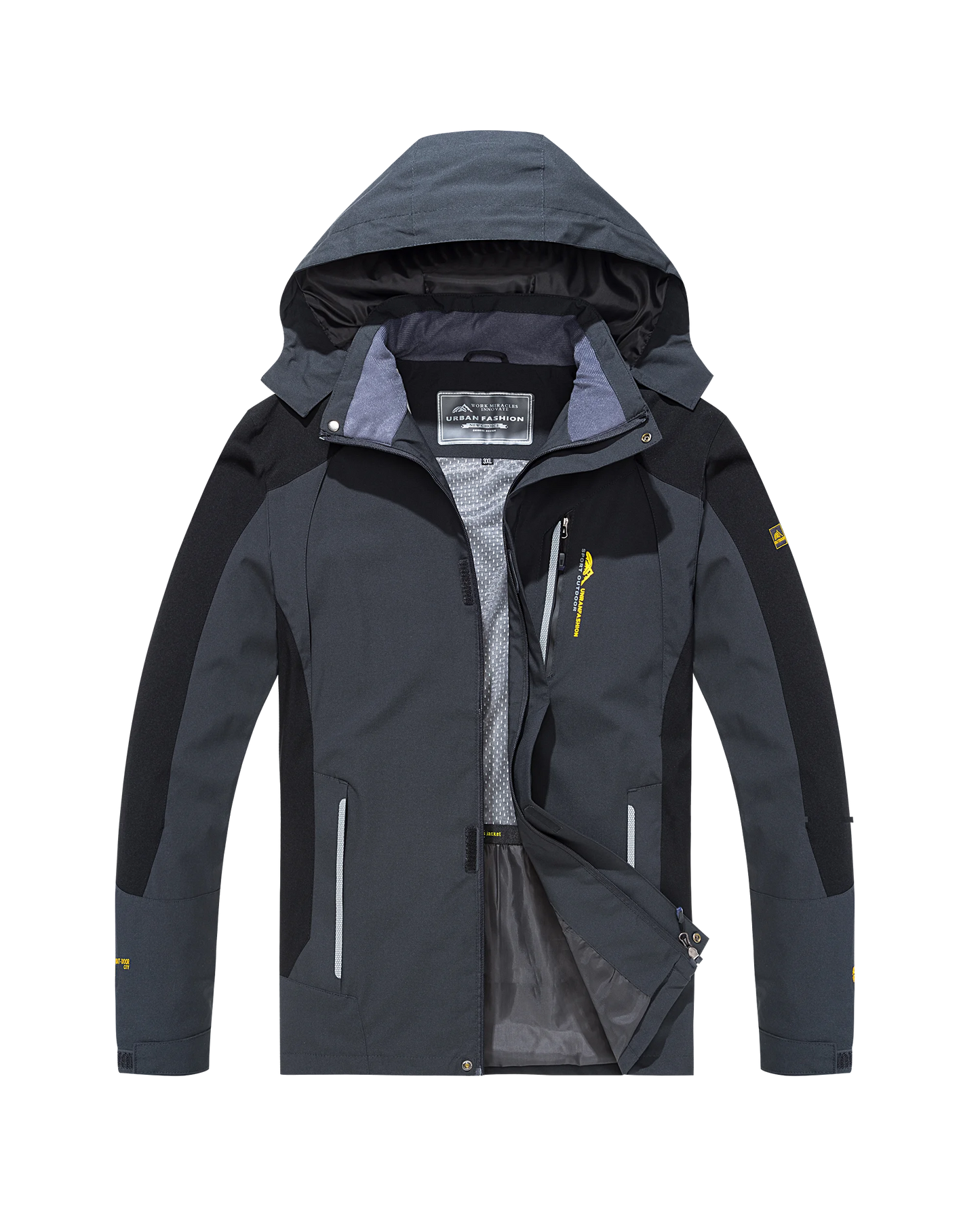 Chaqueta de senderismo impermeable para hombre, cortavientos a prueba de viento de gran tamaño