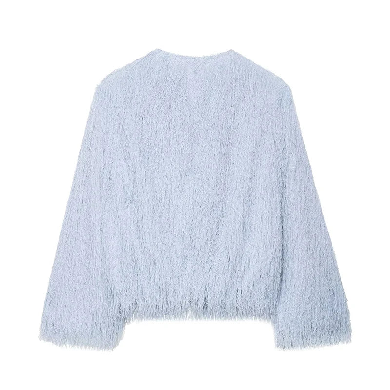 Abrigos cortos con decoración de borlas para mujer, chaquetas con mangas para la muñeca a la moda para mujer, prendas de vestir exteriores informales elegantes para oficina
