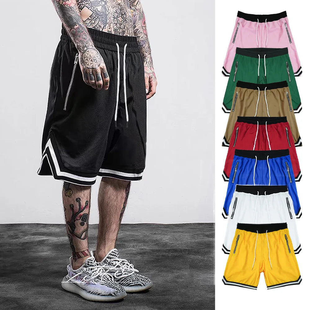 Pantalones cortos deportivos de baloncesto para hombre, de malla, de secado rápido, para gimnasio, para verano, para correr, informales, transpirables.