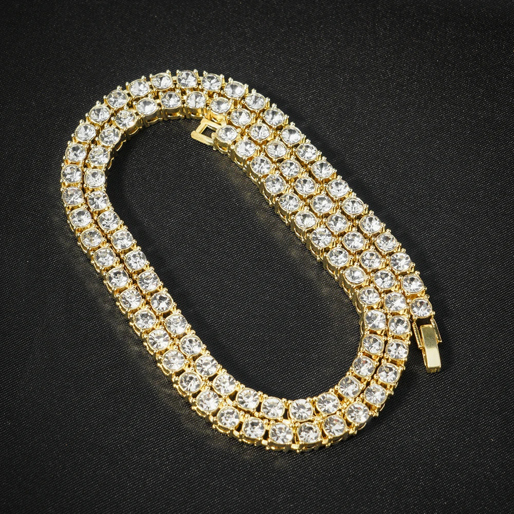 Collar de cadena de eslabones cubanos de 15 mm con diamantes de imitación brillantes de estilo para hombre y mujer, joyería punk de color plateado con cadena cubana, regalo