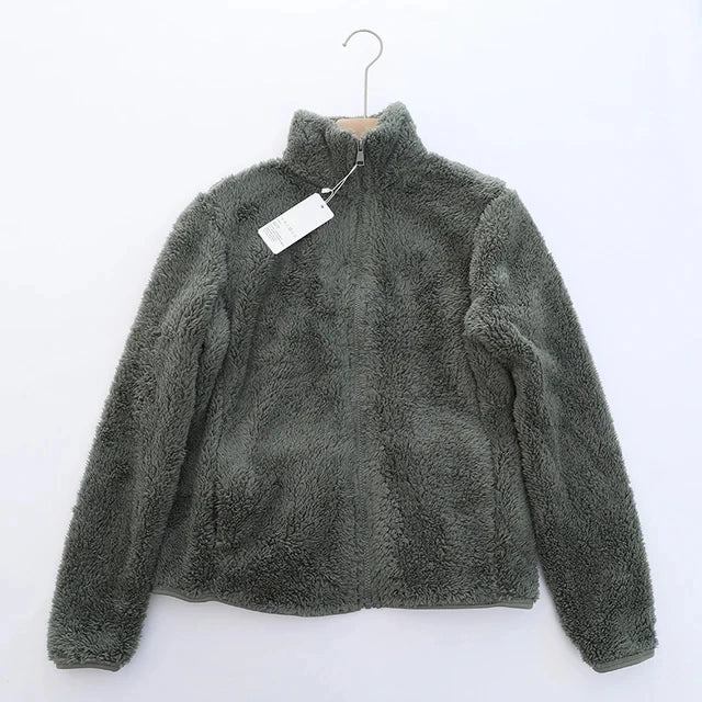 Abrigo de lana para mujer, chaqueta gruesa cálida de invierno, ropa de dos caras, abrigos de lana Coral de terciopelo de doble cara, chaquetas de lana Polar