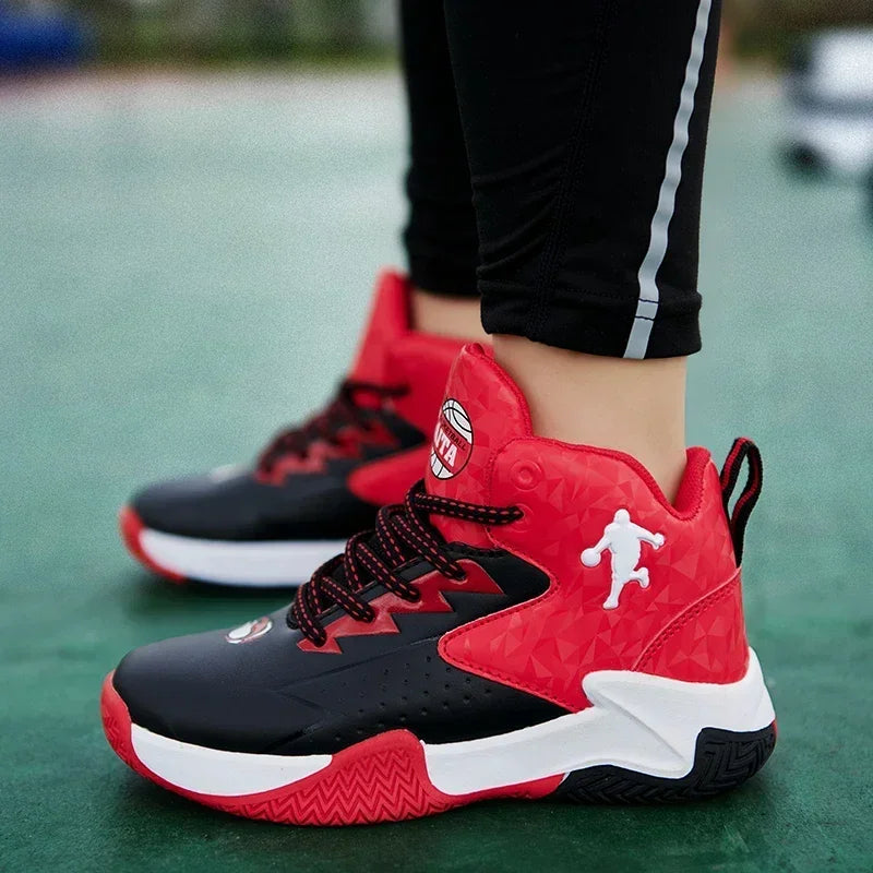 Zapatillas de baloncesto para niños, niñas y adolescentes transpirables, antideslizantes, con cordones, para entrenamiento en interiores y exteriores, zapatillas de tenis