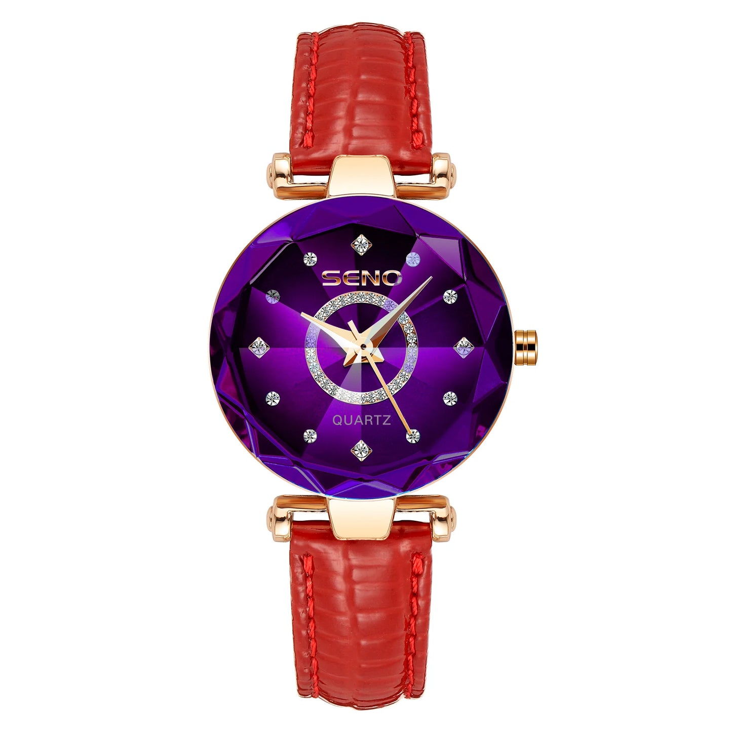 Reloj de cristal para mujer, marca superior de lujo, oro rosa, pulsera, femenino