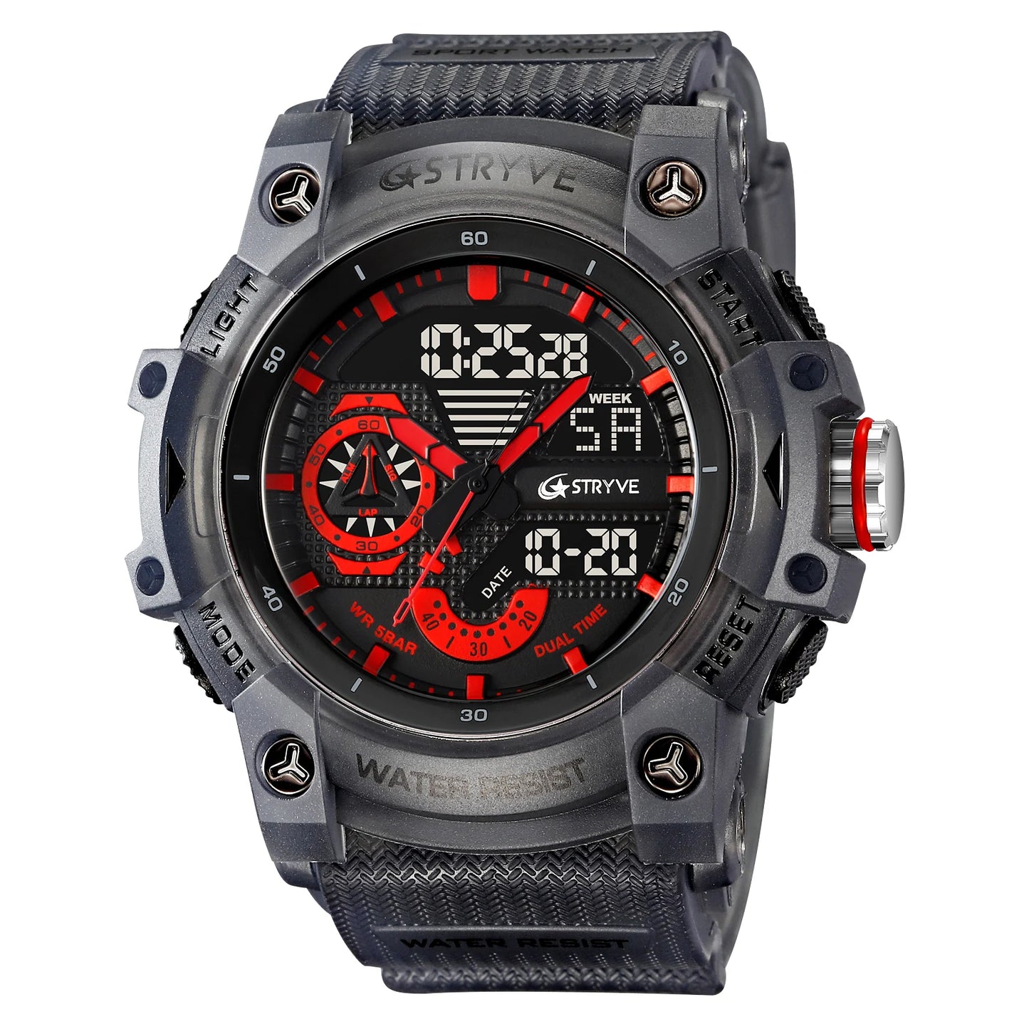 Reloj deportivo electrónico de moda para hombre, resistente a golpes, resistente al agua, con alarma LED y cronómetro