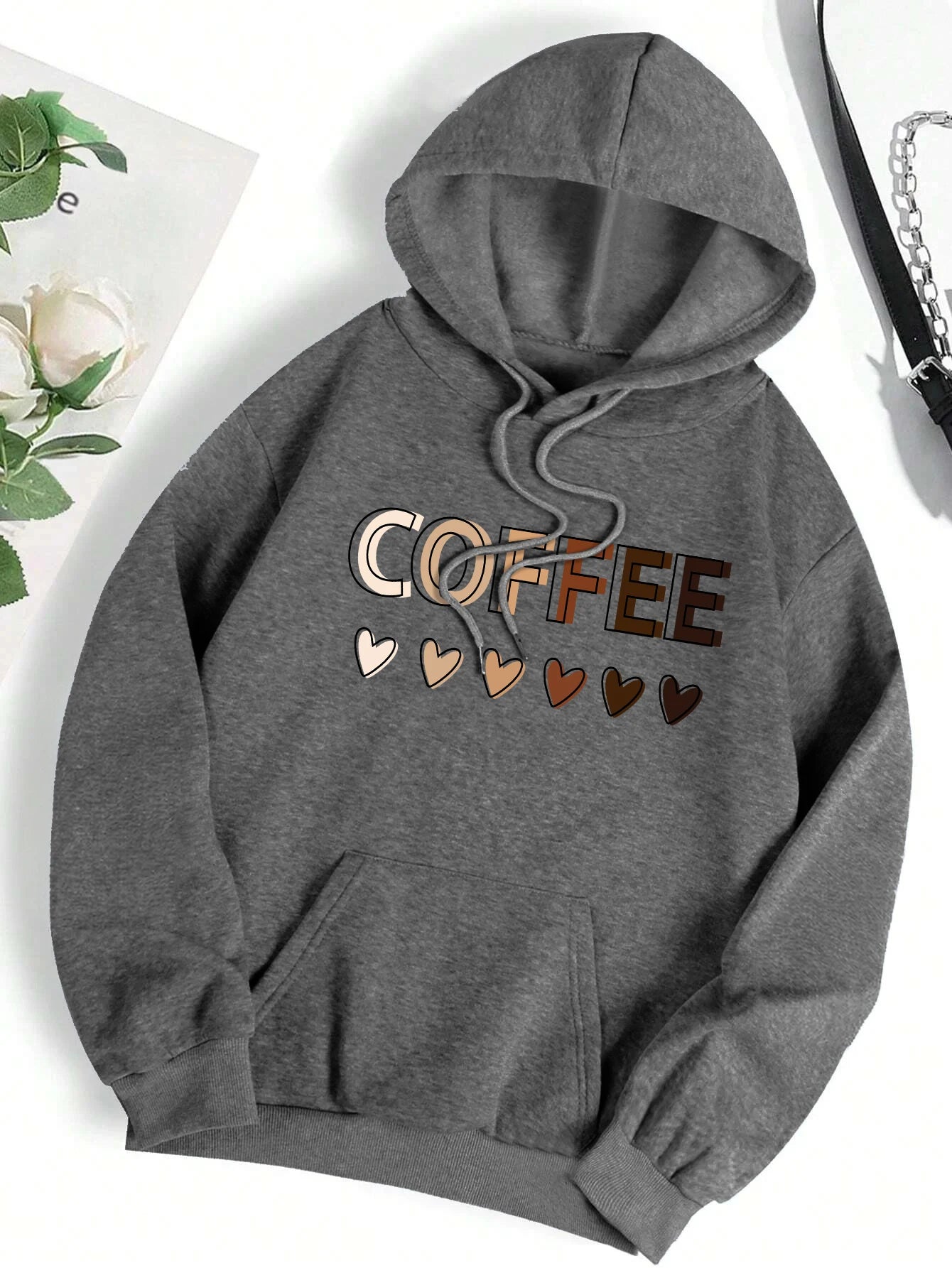 Sudadera con capucha con estampado gráfico de letras divertidas para mujer, sudadera de lana a la moda, informal,con capucha, ropa de gran tamaño para otoño