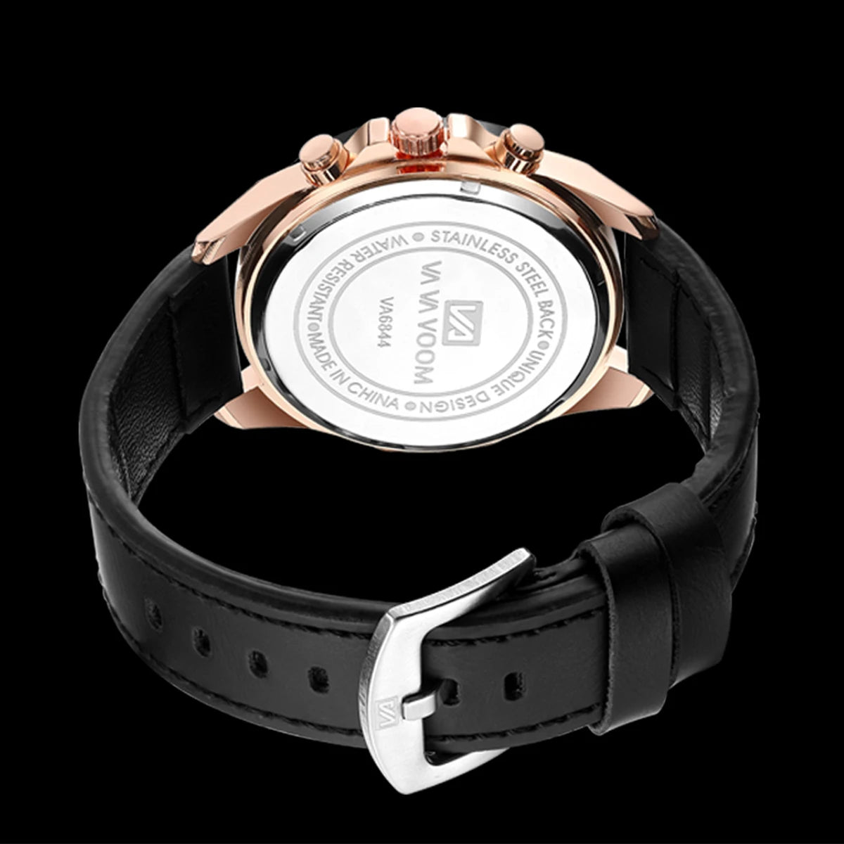 Reloj deportivo para hombre, de cuero, estilo de carreras, informal, de moda, original, negro, oro rosa, calendario, reloj de cuarzo.